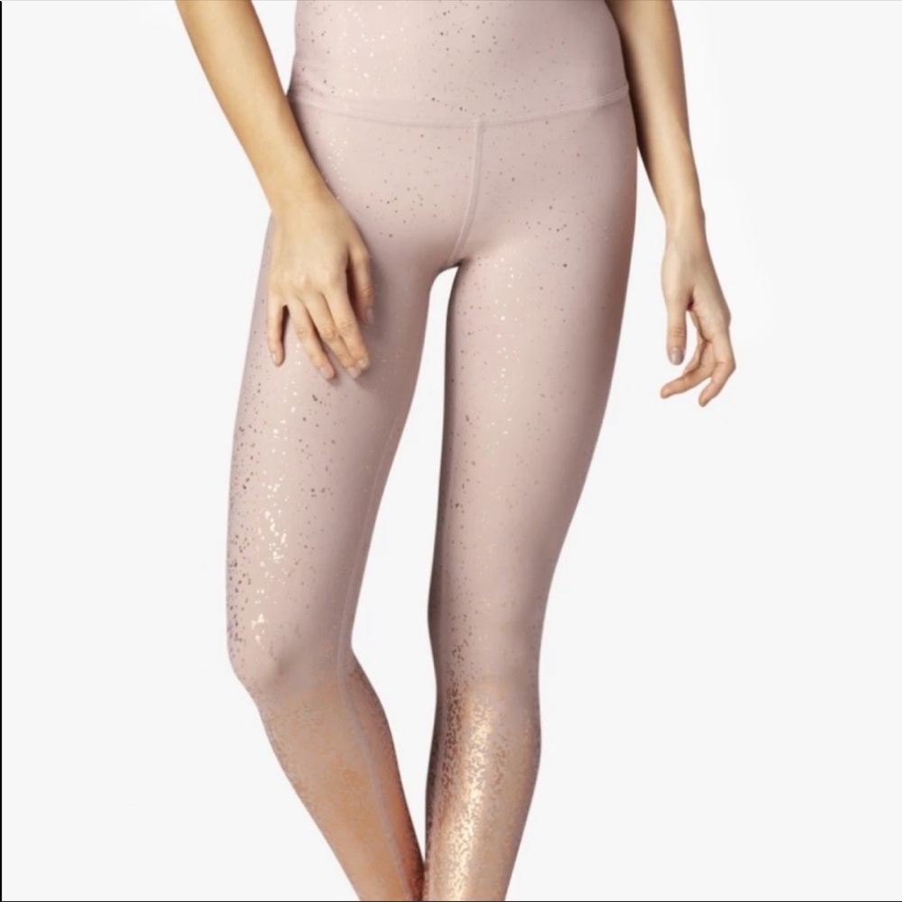 Beyond Yoga Rose Gold Foil Leggings